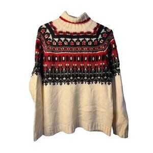 VTG Venezia Womens 14/16 Turtleneck Sweater Fair Isle Wool Nordic Classic Winter